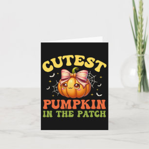 Tarjeta Calabaza más guapa en el parche Halloween otoño gr
