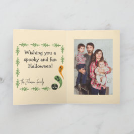 Tarjeta Calabaza moderna de 3 ojos feliz foto de Halloween