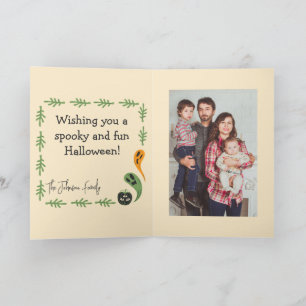 Tarjeta Calabaza moderna de 3 ojos feliz foto de Halloween