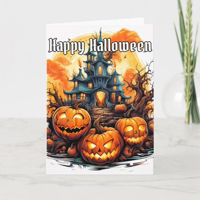 Tarjeta Calabaza Nefareante Y Brillante | Halloween (Anverso)