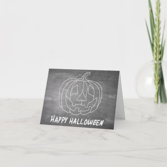 Tarjeta Calabaza para Halloween con aspecto de pizarra (Anverso)