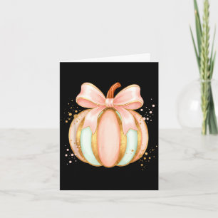 Tarjeta Calabaza pastel con lazo otoño halloween linda