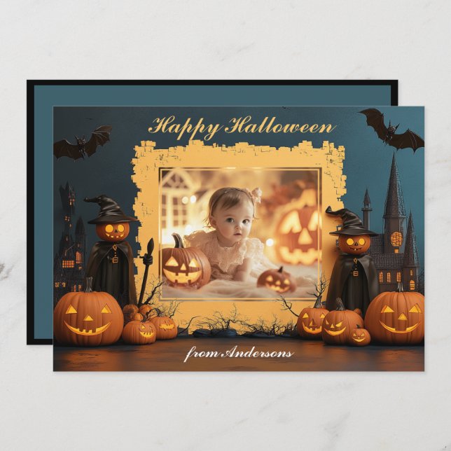 Tarjeta Calabaza Peek-a-BOO (Anverso / Reverso)