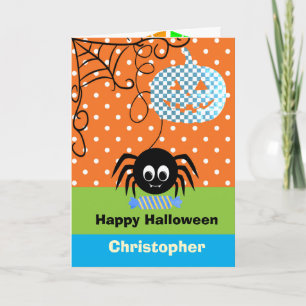 Tarjeta Calabaza Personalizada Araña Halloween para Niños