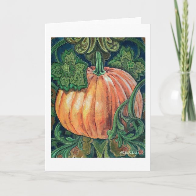Tarjeta Calabaza Pintura en Blanco (Anverso)