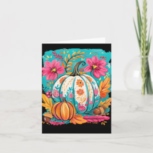 Tarjeta Calabaza Preppy Floral Fall Cae Acción de Gracias 