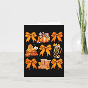 Tarjeta Calabaza retro Coquette Bow otoño otoño Halloween