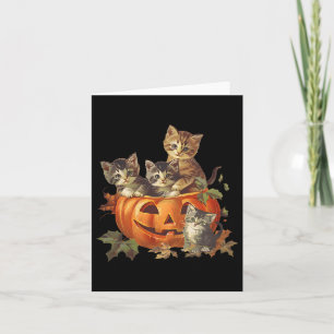 Tarjeta Calabaza Retro Gato Vintage 90 Gatitos Halloween C
