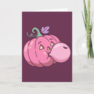 Tarjeta Calabaza rosa burbuja chicle Halloween pastel ador