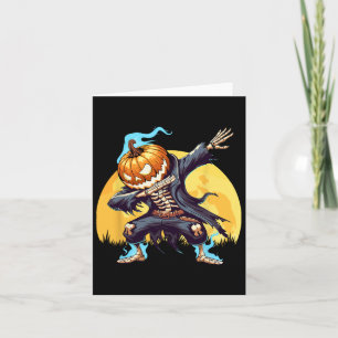 Tarjeta Calabaza sin cabeza de esqueleto haciendo Dab Bail