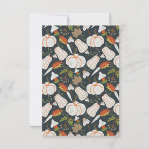 Tarjeta Calabaza sin soldadura patrón floral blanco y negr