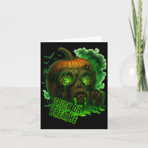 Tarjeta Calabaza Tóxica de Halloween Máscara de Gas Espelu
