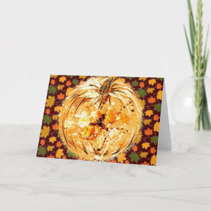 Tarjeta Calabaza y hojas