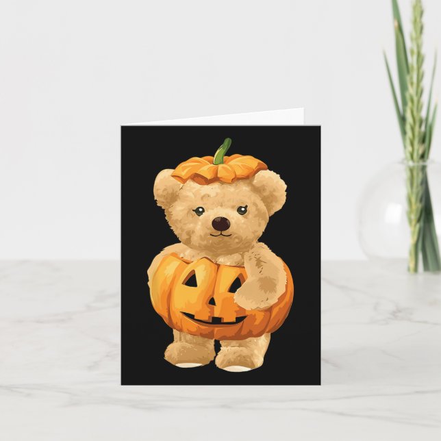 Tarjeta Calabaza Y Oso De Guay Para Halloween (Anverso)