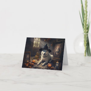 Tarjeta Calabazas Akita Halloween de Terror