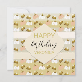 Tarjeta Calabazas Artísticas de Mostaza Moderna con Rubor