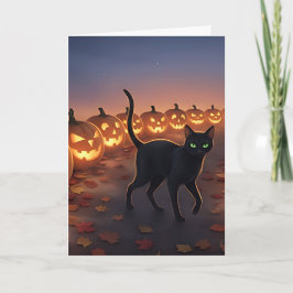 Tarjeta Calabazas Black Cat Y Halloween