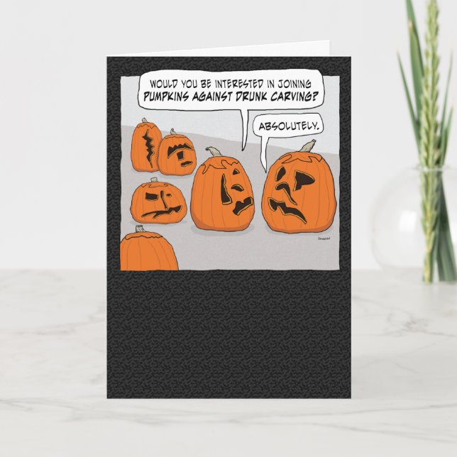 Tarjeta Calabazas contra Halloween con dibujos en ebrio (Anverso)