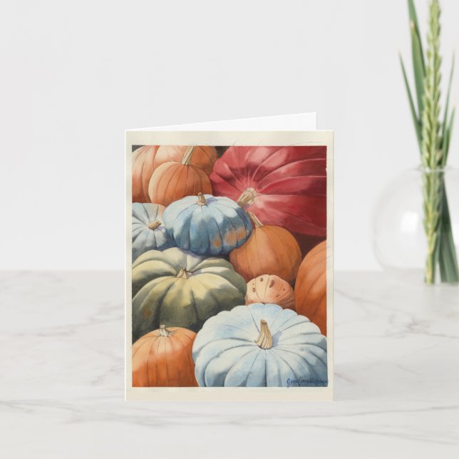 Tarjeta Calabazas de Acción de Gracias (Anverso)
