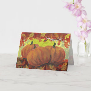 Tarjeta Calabazas de Acción de Gracias #1 Hojas de Otoño d