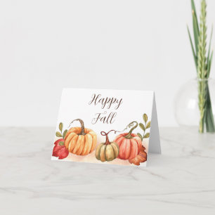 Tarjeta Calabazas de acuarela de otoño con texto personali