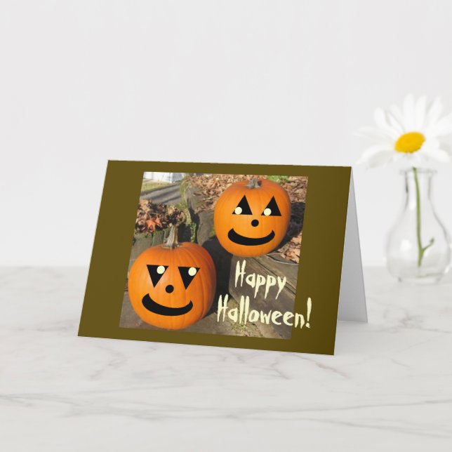 Tarjeta Calabazas de campo divertidas de Halloween para ni (Planta pequeña)