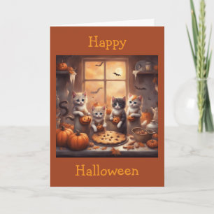 Tarjeta Calabazas de gatitos Murciélagos y Galletas capric