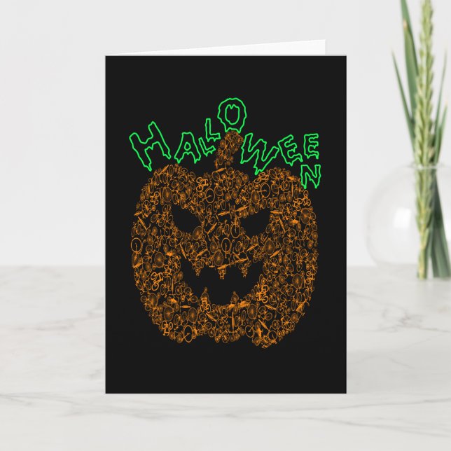 Tarjeta Calabazas de Halloween dan miedo a la bicicleta (Anverso)
