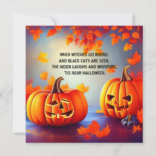 Tarjeta Calabazas de Halloween Jack o Linterna Otoño Naran
