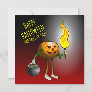 Tarjeta Calabazas de Halloween Truco o trato