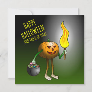Tarjeta Calabazas de Halloween Truco o trato