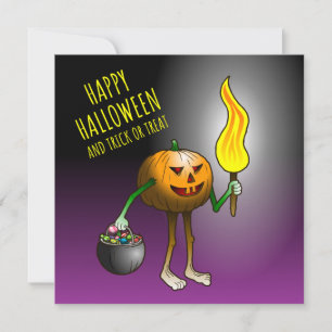 Tarjeta Calabazas de Halloween Truco o trato