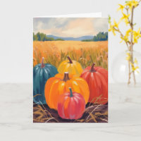Calabazas de Otoño | Arte Acuarela de Paisaje Otoñ