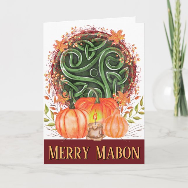 Tarjeta Calabazas de otoño de Merry Mabon (Anverso)