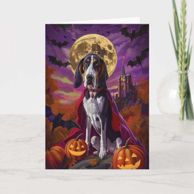 Tarjeta Calabazas de perro Bluetick Coonhound de Halloween (Anverso)