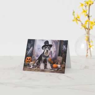 Tarjeta Calabazas de Schnauzer Miniatura de Halloween de T