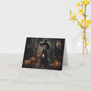 Tarjeta Calabazas de Terrier de Staffordshire Halloween Es