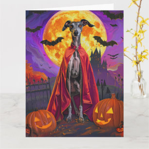 Tarjeta Calabazas de vampiro de galgo gris de Halloween de