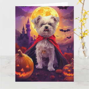 Tarjeta Calabazas de vampiro maltés de Halloween espeluzna
