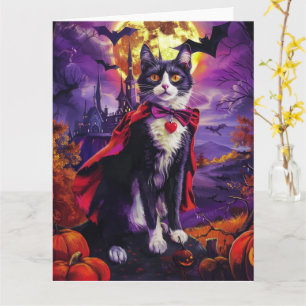 Tarjeta Calabazas de vampiros de gatos de Tuxedo de Hallow