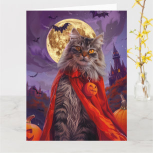 Tarjeta Calabazas de vampiros de gatos siberianos de Hallo