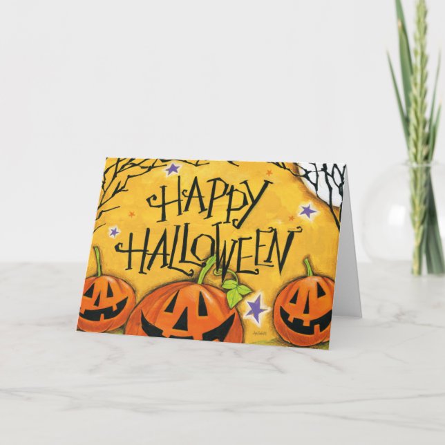 Tarjeta Calabazas del feliz Halloween (Anverso)