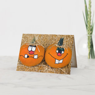 Tarjeta calabazas divertidas de Acción de Gracias en bala