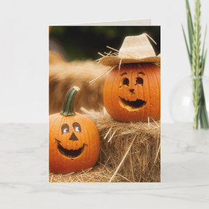 Tarjeta Calabazas En Hay Bale Por Aniversario