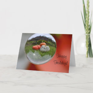 Tarjeta Calabazas En Una Pelota De Cristales