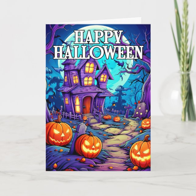 Tarjeta Calabazas fantasmales | Feliz Halloween (Anverso)
