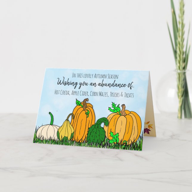Tarjeta Calabazas felices de Halloween de la temporada de (Anverso)