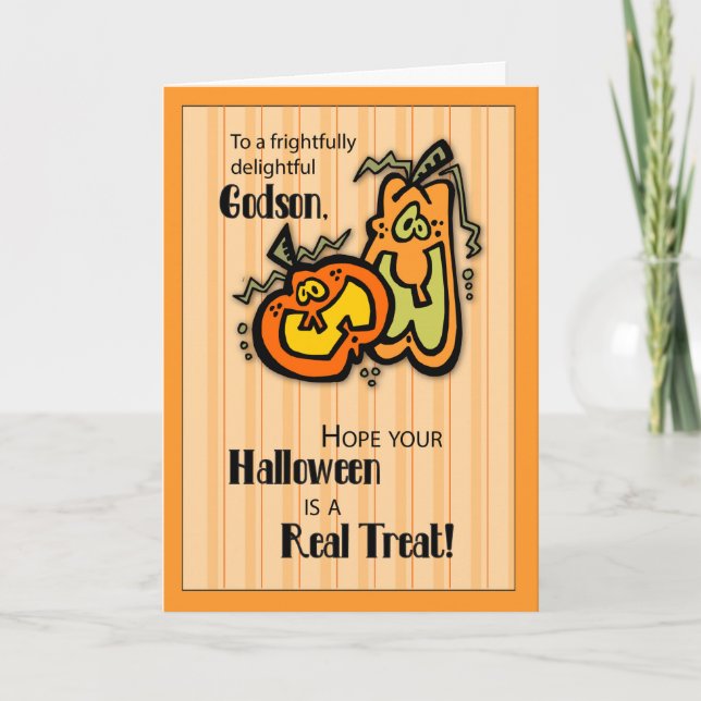 Tarjeta Calabazas Halloween del ahijado (Anverso)