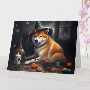 Tarjeta Calabazas Shiba Inu Halloween Espeluznantes