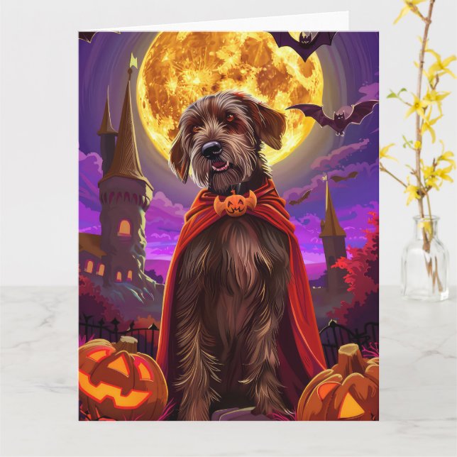 Tarjeta Calabazas Vampiro de Grifón Puntiador de Pelo Duro (flor amarilla)